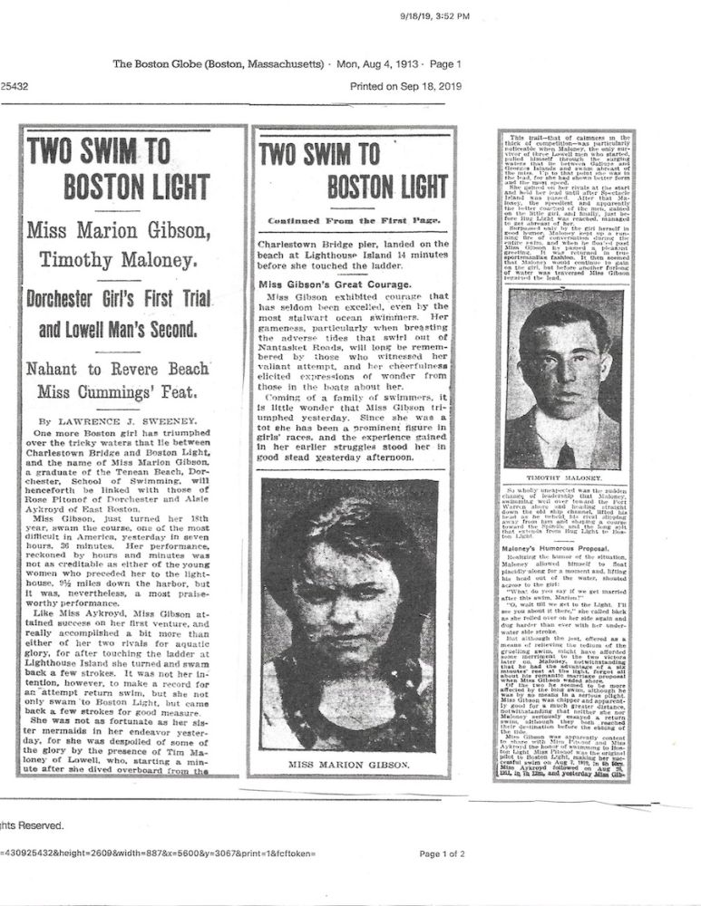 Boston LIght Swim - August 3, 1913