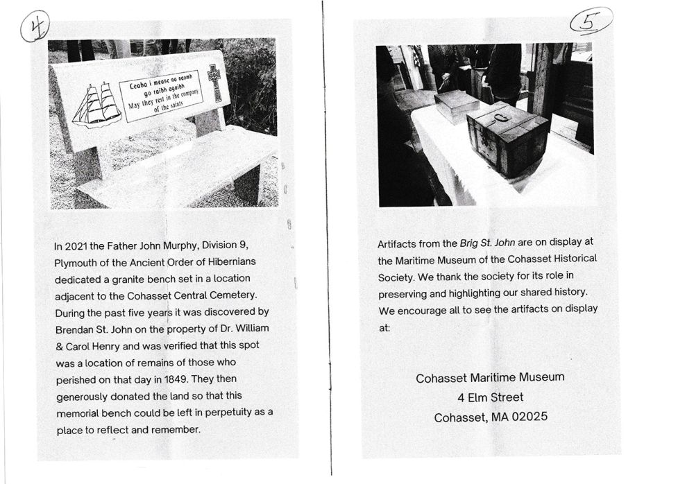 Program for the Annual Memorial Mass for the 174th Anniversary of the Wreck of the Brig St. John