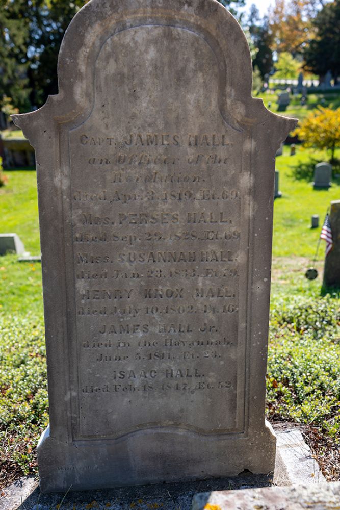 Hall gravestone before cleaning