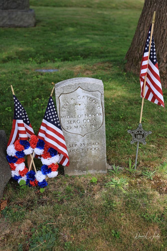 The poor condition that we found Congressional Medal of Honor recipient's Levi B Gaylord's military monument when we first started this project.