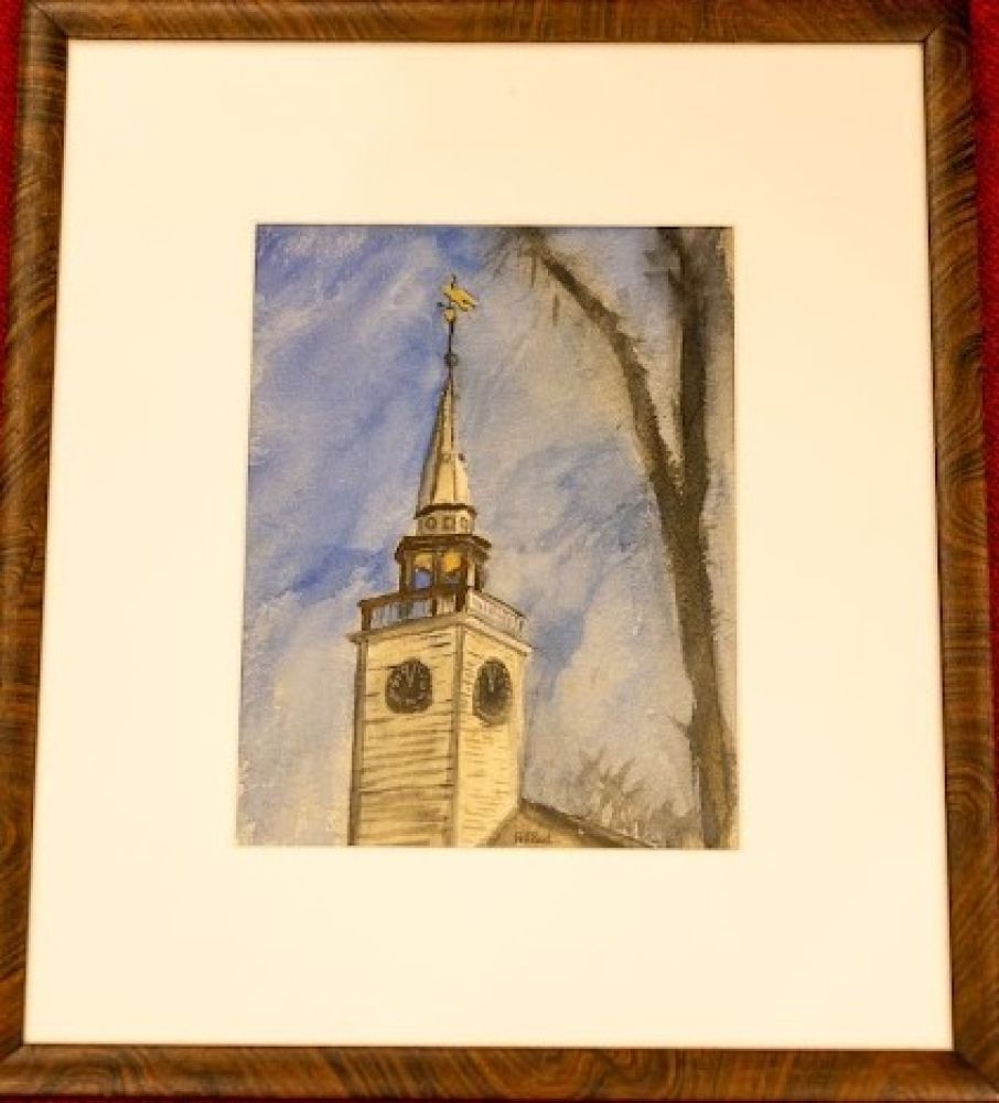 Howard S. Reid Watercolor of First Parish Meetinghouse Steeple