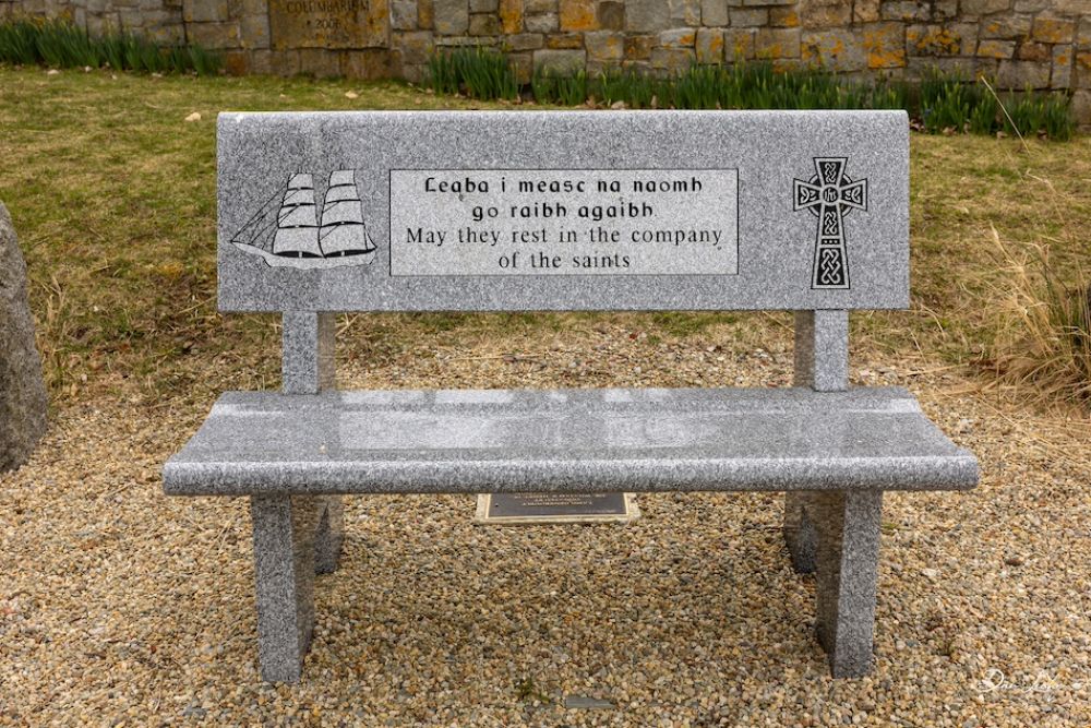 The front of the bench overlooking Little Harbor.