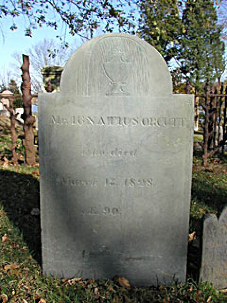 Ignatius Orcutt gravestone before cleaning