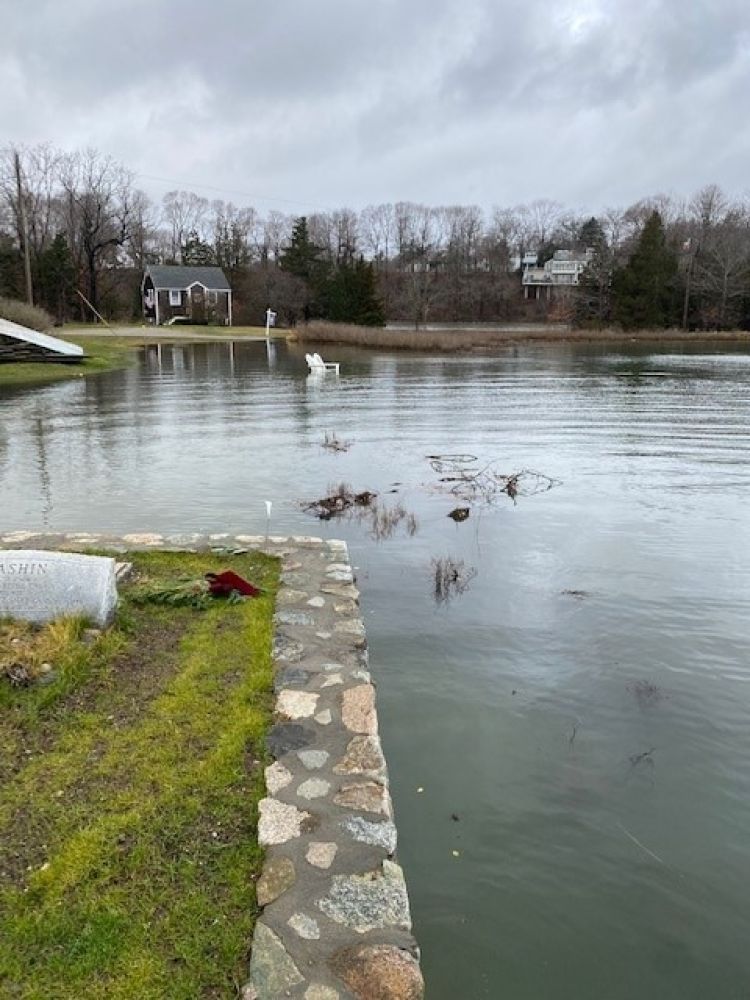 The adjoining property did not build a seawall and floods