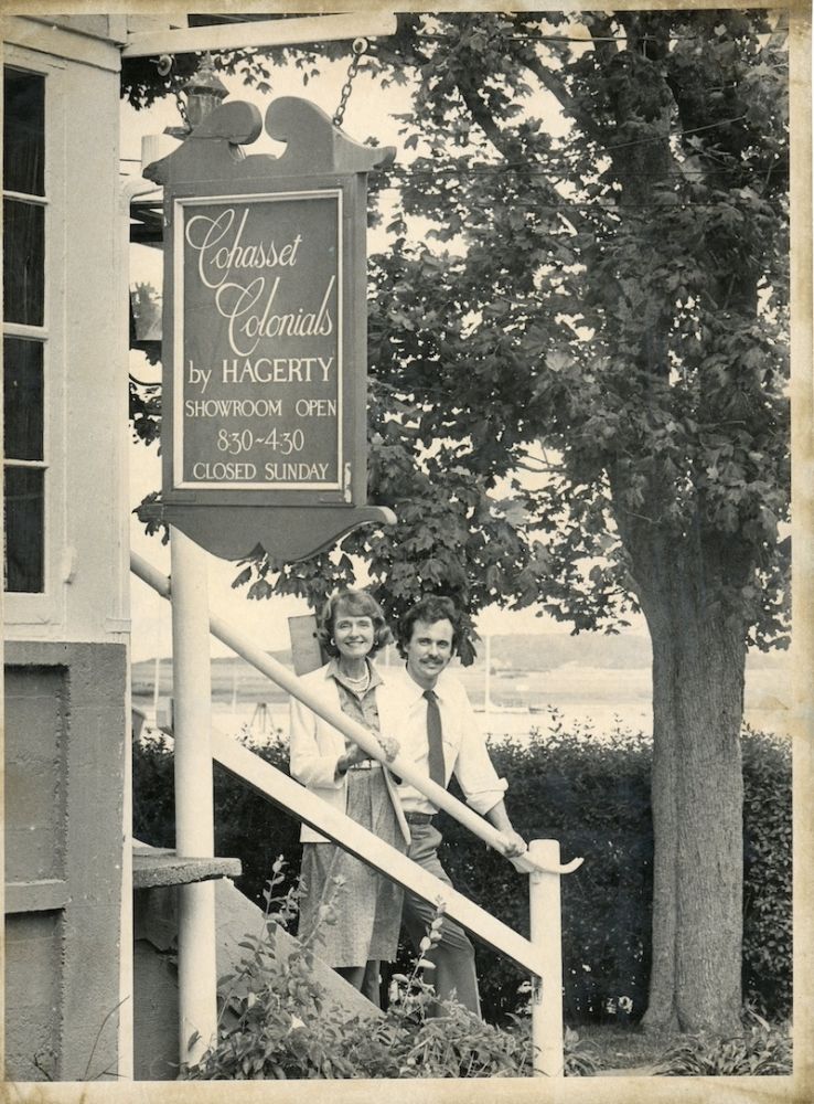 Mary and John Hagerty outside Cohasset Colonials showroom