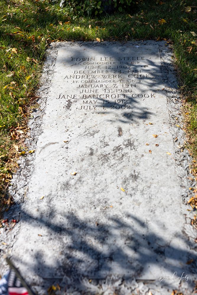 The gravestone at Jane Bancroft Cook's grave.