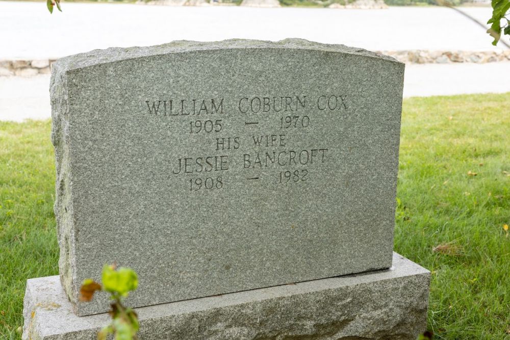 Backside of headstone for Cox and Cook.