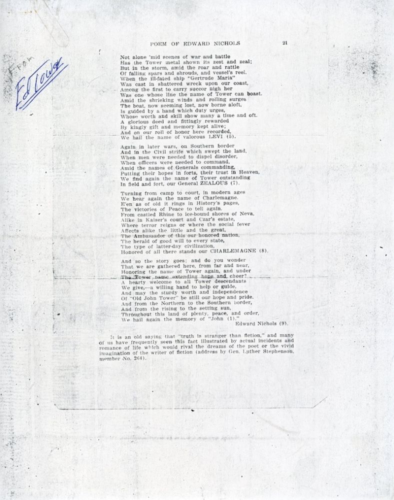 Zealous Tower poem by Edward Nichols