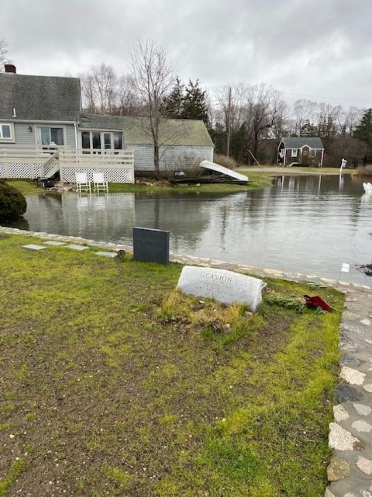 With the land raised, gravestones are no longer underwater