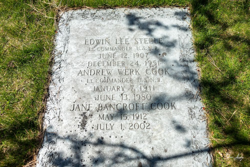 A closeup of the gravestone at Cox and Cook's grave.