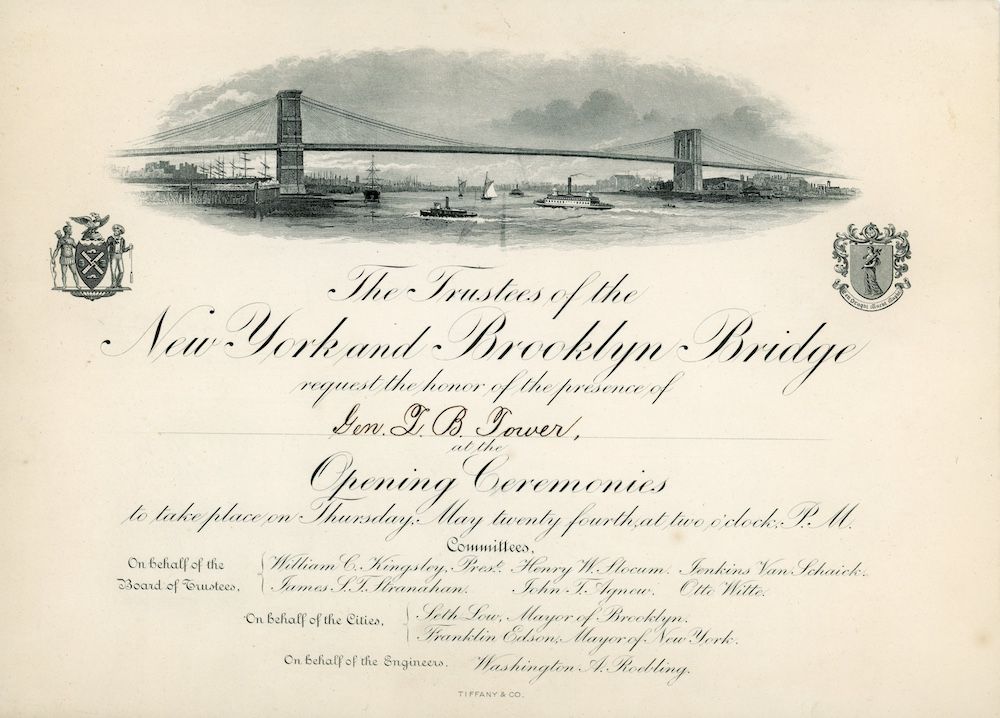 Invitation to Opening of Brooklyn Bridge