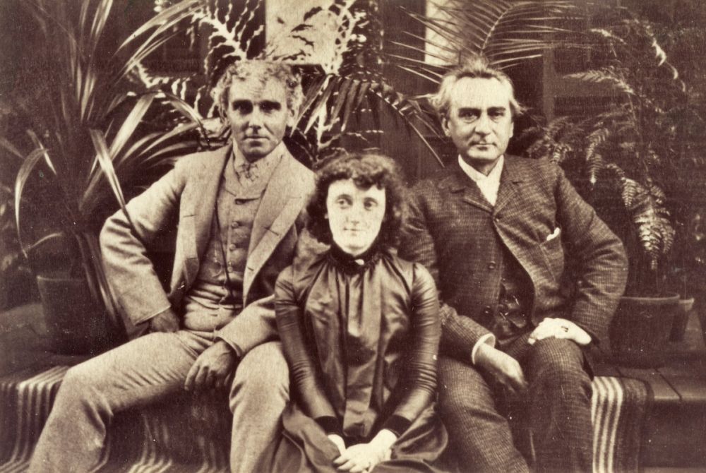 At his Margin Street home, Lawrence sits with Edwin Booth and wife, the stage actress Mary Devlin Booth.