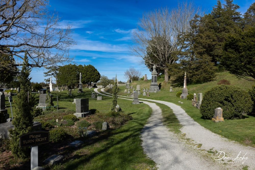 A view of Terrace Avenue and Nichols' gravestone, the largest on the right side.