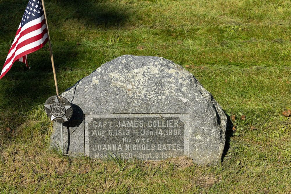 Collier's tombstone with American flag